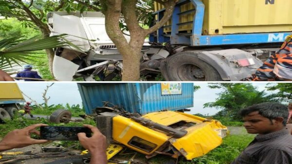 বড়াইগ্রামের বনপাড়া-হাটিকুমরুল মহাসড়কে দুইটি ট্রাকের (লড়ি) মুখোমুখি সংঘর্ষ, আহত ৩