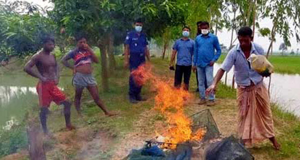 সিংড়ায় প্রশাসনের অভিযান প্রায় ২ হাজার মিটার কারেন্ট জাল জব্দ!